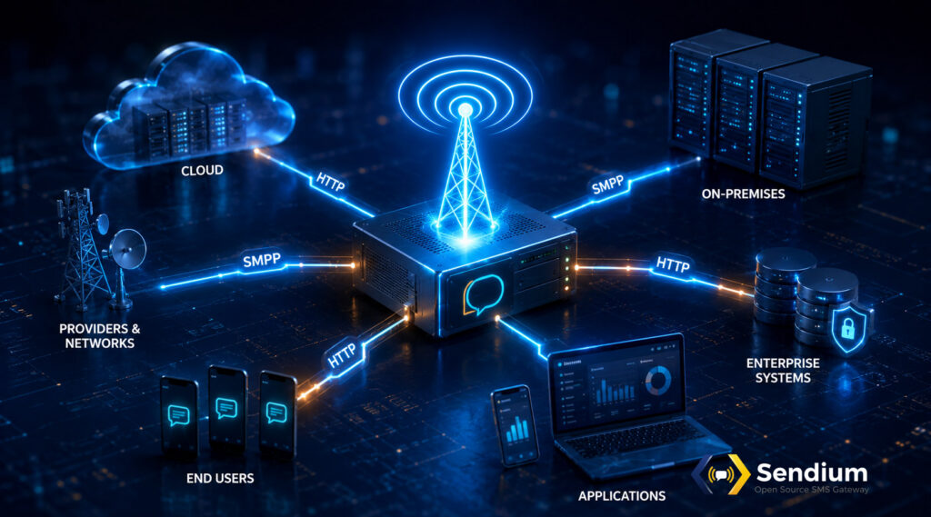 Telecom gateway connecting cloud, on-premises systems, providers, applications and end users