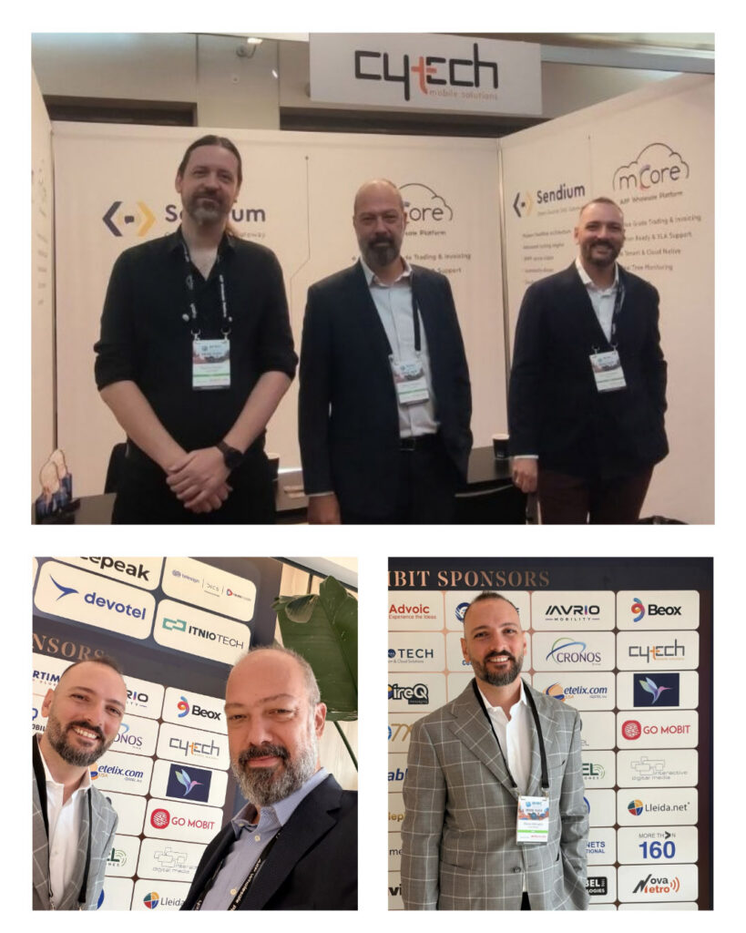Vagelis Antoniadis, Manos Alefragkis and Dimitrios Petrakis at the Sendium booth during Wholesale World Congress 2026 in Madrid